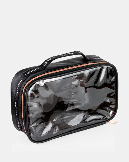 Black & Rose Gold travel cosmetic bag large