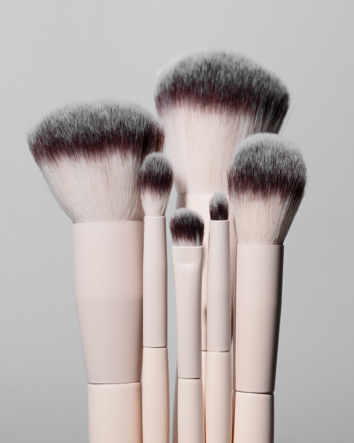 Ensemble de Pinceaux de Maquillage dans une Trousse Argentée