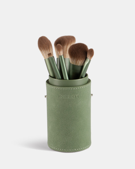 Set De Pinceaux Maquillage Dans Un ÉTui (Vert)